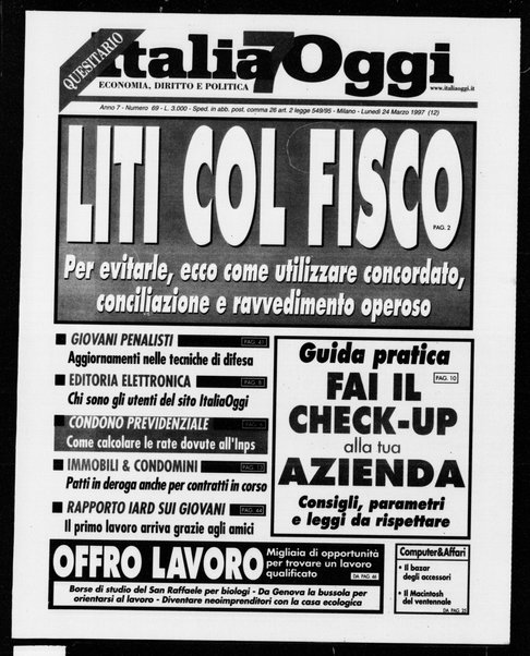 Italia oggi : quotidiano di economia finanza e politica